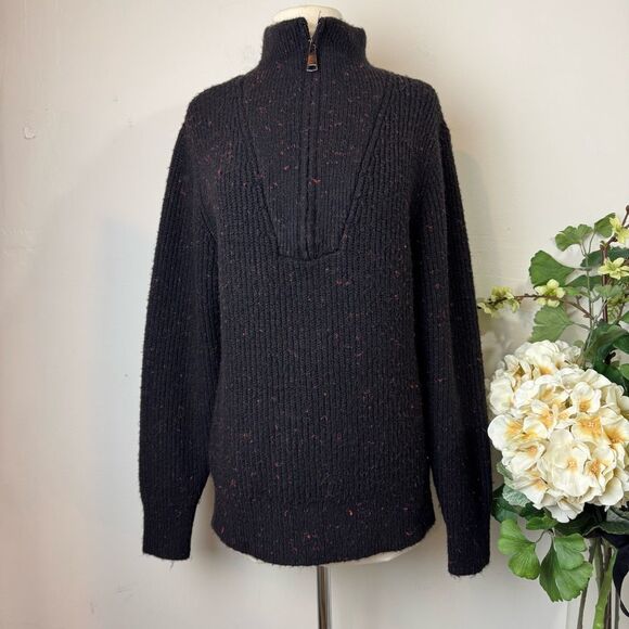 ANTHROPOLOGIE | RD Style Millie Quarter Zip sweater | Large | black red - Picture 2 of 13